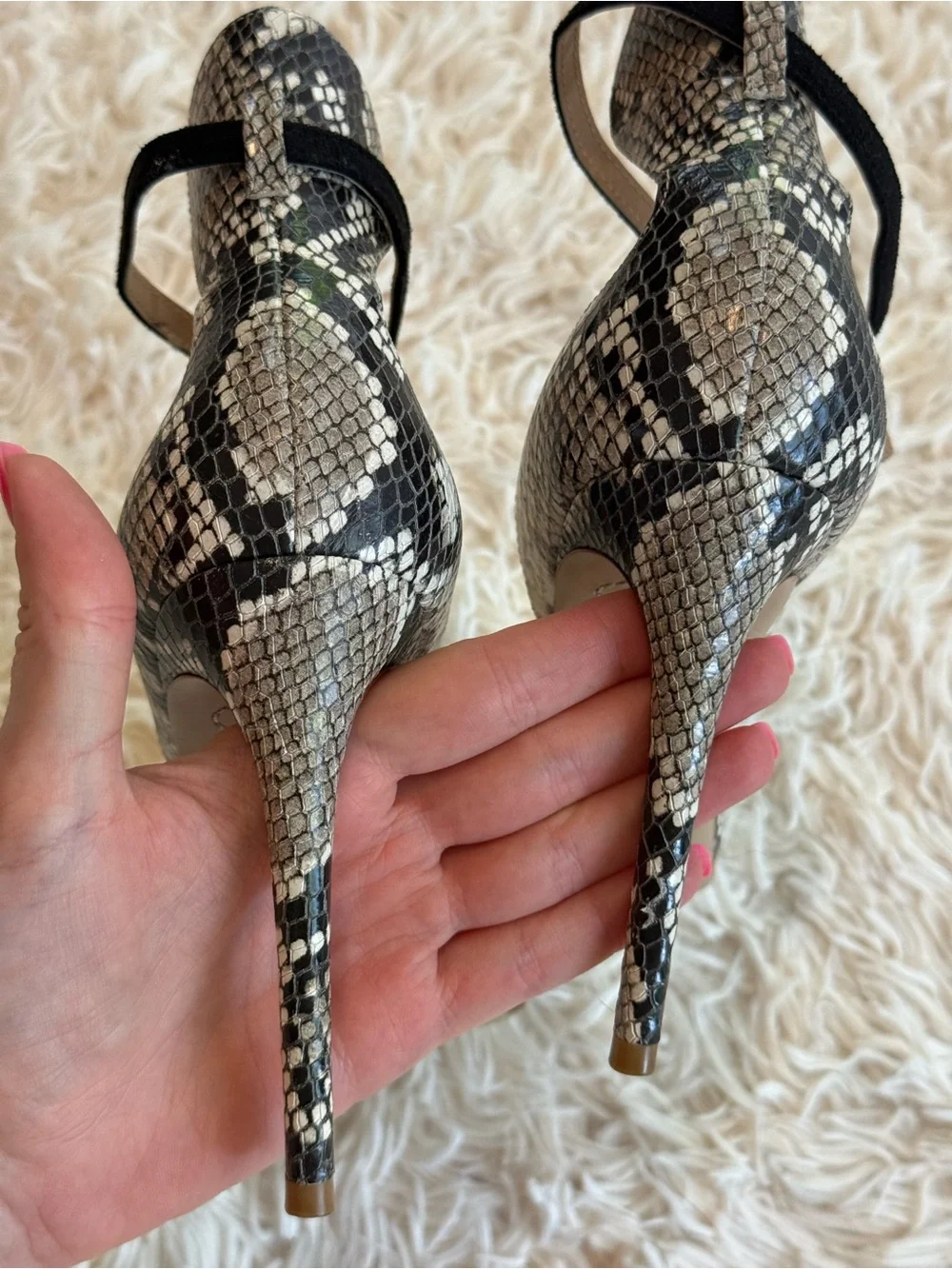 Sophia Webster Nicole Snake Print Two Tone Ankle Strap Sandals Heels 8.5 39